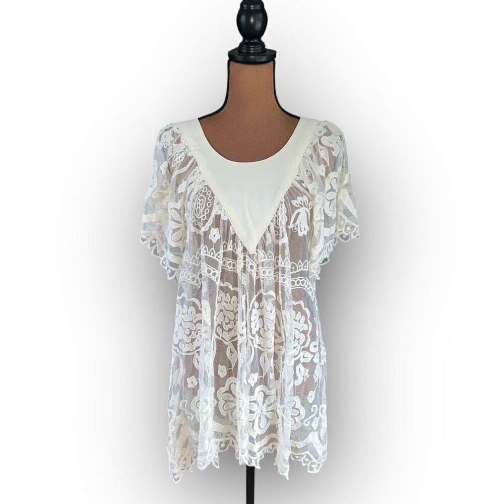 Jen's Pirate Booty x Free People Boho Lace Mini Dress Beach Coverup, Women’s S